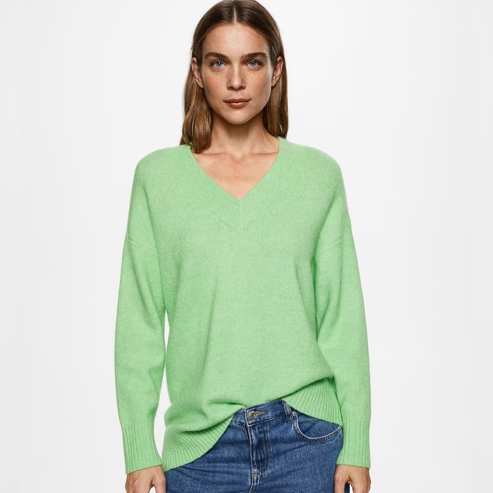 Mango v neck long sleeve sweater